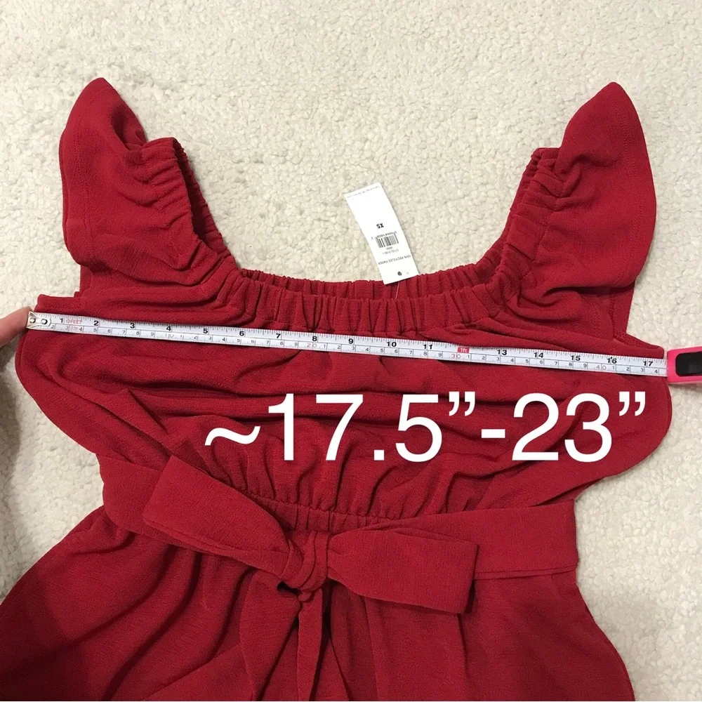 Banana Republic Midi Dress Red Flutter Sleeve On / Off Shoulder Size XS